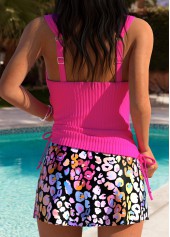 Hot Pink Mid Waisted Wrap Leopard Tankini Set | thumb picture 