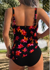 Black Ruffle Floral Print Tankini Top-No Bottom | picture 2
