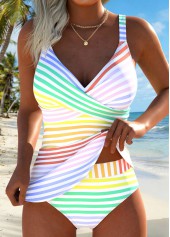Multi Color Mid Waisted Tankini Set