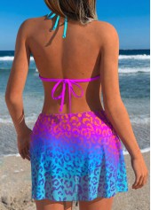 Cyan Low Waisted Three-piece Leopard Bikini Set | thumb picture 