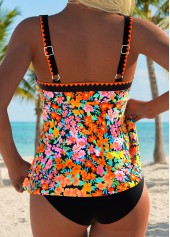 Orange Mid Waisted Tummy Coverage Tankini Top-No Bottom | picture 2