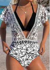 Black Two-piece Tribal Print One Piece Swimwear and Bra | thumb picture 