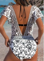 Black Two-piece Tribal Print One Piece Swimwear and Bra | thumb picture 