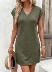 Sage Green Short Tummy Coverage V Neck Dress | thumb picture 