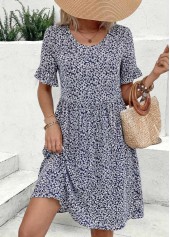 Multi Color Ditsy Floral Print Tummy Coverage Dress