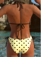 Light Yellow Low Waisted Bowknot Polka Dot Bikini Set | thumb picture 
