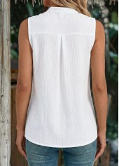 White Patchwork Sleeveless Split Neck Tank Top | thumb picture 