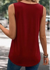 Wine Red Patchwork Sleeveless Scoop Neck Tank Top | thumb picture 