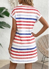 Multi Color Striped Short Tummy Coverage V Neck Dress | thumb picture 
