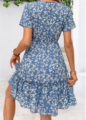 Dusty Blue Ditsy Floral Print Short Patchwork Dress | thumb picture 