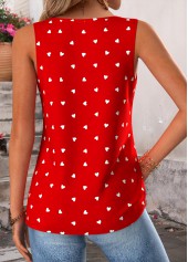 Red Geometric Print Curved Hem Sleeveless Tank Top | thumb picture 