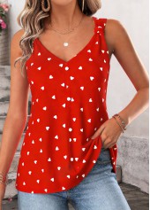 Red Geometric Print Curved Hem Sleeveless Tank Top | thumb picture 