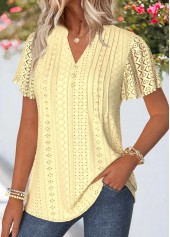 Light Yellow Curved Hem Short Sleeve T Shirt | thumb picture 