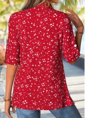 Red Geometric Print Half Sleeve Fake Two Piece Twinset | thumb picture 