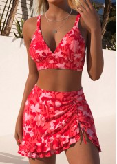 Coral Mid Waisted Two-piece Floral Print Bikini Set | thumb picture 