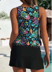 Black Mid Waisted Two-piece Tribal Print Tankini Set | thumb picture 