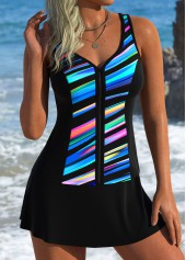 Multi Color Mid Waisted Patchwork Tankini Set | thumb picture 
