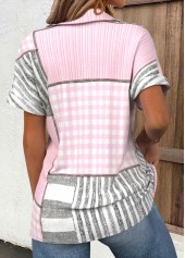 Light Pink Geometric Print Tummy Coverage Short Sleeve Shirt | thumb picture 