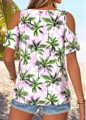 Multi Color Tropical Plants Print Twist T Shirt | thumb picture 