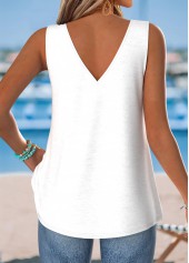 White Letter Print Tie Strappy V Neck Tank Top | thumb picture 