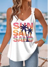 White Letter Print Tie Strappy V Neck Tank Top | thumb picture 
