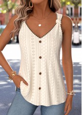 Beige Tie Sleeveless V Neck Tank Top