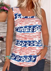 American Flag Multi Color Curved Hem Sleeveless Tank Top | thumb picture 