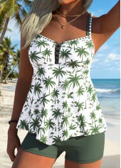 Sage Green Mid Waisted Hollow Out Tankini Set | thumb picture 