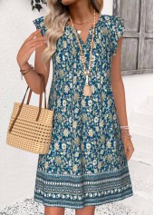 Multi Color Tribal Print Short Tuck Stitch Dress | thumb picture 