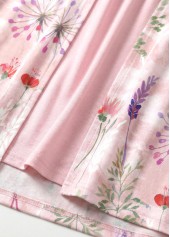 Pink Floral Print Fake 2in1 Short Sleeve Dress | thumb picture 