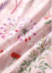 Pink Floral Print Fake 2in1 Short Sleeve Dress | thumb picture 