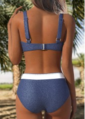 Dusty Blue Mid Waisted Patchwork Bikini Set | thumb picture 