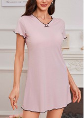 Pink Short Sleeve V Neck Nightdress | thumb picture 
