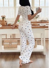 White Heart Print Short Sleeve Lounge Top and Pants | thumb picture 