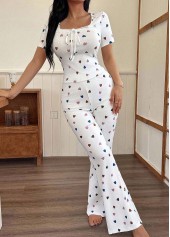 White Heart Print Short Sleeve Lounge Top and Pants | thumb picture 