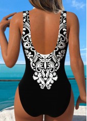 Black Ruched/shirred Tribal Print One Piece Swimwear | thumb picture 