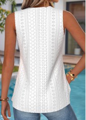 White Patchwork Sleeveless V Neck Tank Top | thumb picture 