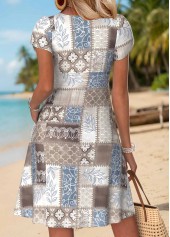 Multi Color Patchwork Short Double Side Pockets Dress | thumb picture 