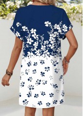 Blue Floral Print Short Tummy Coverage V Neck Dress | thumb picture 