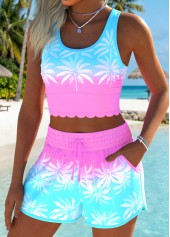Multi Color Mid Waisted Scalloped Hem Bikini Set | thumb picture 