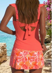 Coral Mid Waisted Ruffle Marine Life Print Tankini Set | thumb picture 