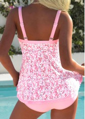 Pink Mid Waisted Tie Ditsy Floral Print Tankini Set | thumb picture 