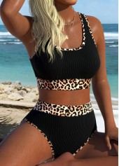 Black High Waisted Pull On Leopard Bikini Set | thumb picture 