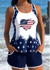 American Flag Navy Mid Waisted Patchwork Tankini Set | thumb picture 