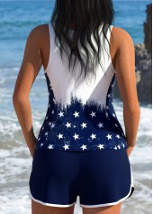 American Flag Navy Mid Waisted Patchwork Tankini Set | thumb picture 
