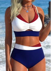 Blue Mid Waisted Fake 2in1 Bikini Set | thumb picture 