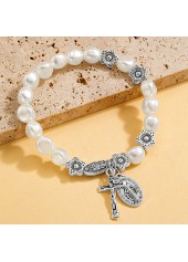Silver Color Cross Pearl Detail Bracelet | thumb picture 