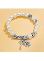 Silver Color Cross Pearl Detail Bracelet | thumb picture 