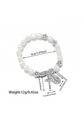 Silver Color Cross Pearl Detail Bracelet | thumb picture 