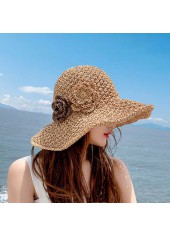Dark Camel Color Wide-brimmed Design Hat | thumb picture 